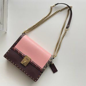 Coach X Jennifer Lopez Hutton Shoulder Bag In Colorblock With Snakeskin Detail